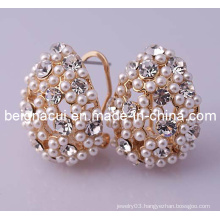 Pearl Earring, Rhinestone Earrings Gold Plating